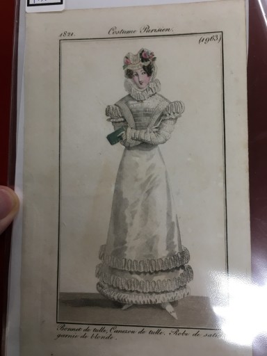 【手付彩色】（1821年）ファッションプレート：Journal des Dames et des Modes - フネートル・KY