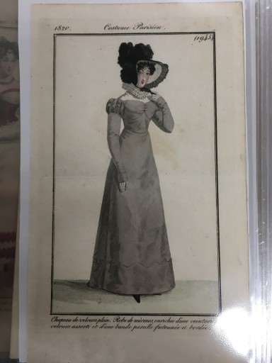 【手付彩色】（1820年）ファッションプレート：Journal des Dames et des Modes - フネートル・KY