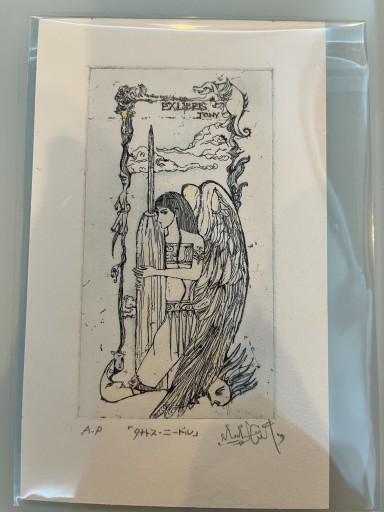 オリジナル銅版画 タナトス・ニードル (蔵書票、edition A.P - アントニオ増山(豆象屋)