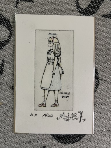 銅版画 蔵書票 Alice 手彩色 エディションA.P - アントニオ増山(豆象屋)
