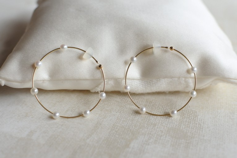 ゴールドフープステーションピアス3.0 - BC by BAY COLLECTION