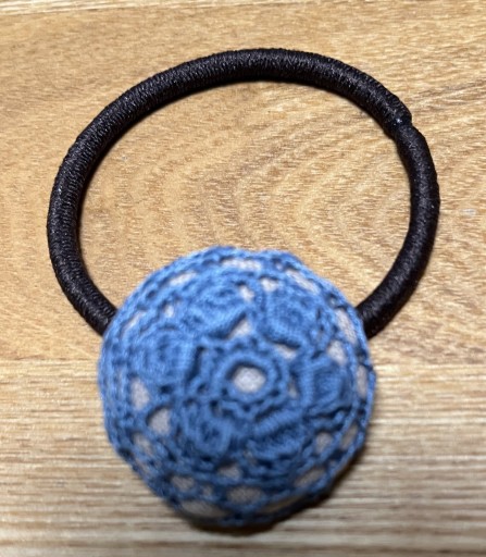 ヘアゴム(レース編み・ブルー) - Librairie Mosu