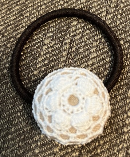 ヘアゴム(レース編み・ホワイト) - Librairie Mosu