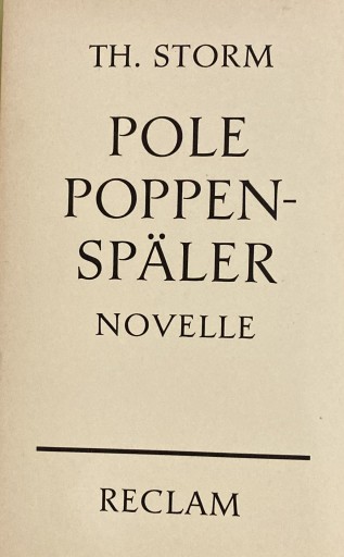 TH. STORM POLE POPPEN-SPÄLER NOVELLE（ドイツ語） - ドイツ文学（原書）古書