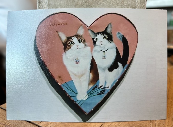ポストカード# 2匹のハートのネコ - Chez Kaédée
