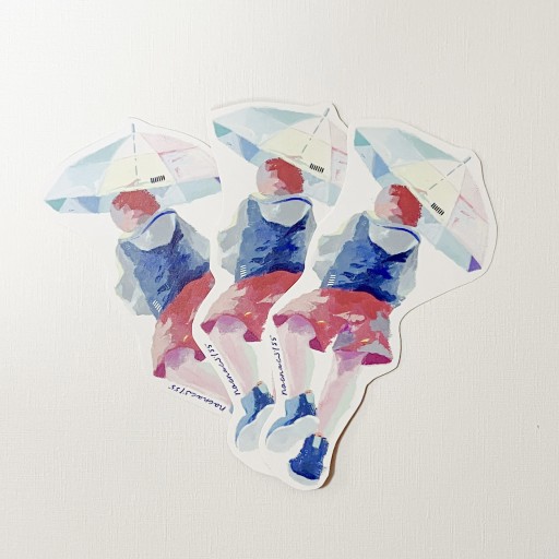 ダイカットカード・傘(3枚入り) - イラストレーター・苗の本棚