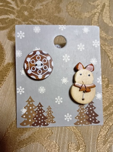 ウッド・ペイントのヴィンテージ・ボタン  雪だるま - Bonbonniere