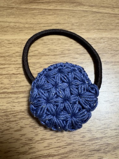 リフ編みのヘアゴム(ブルー系) - Librairie Mosu